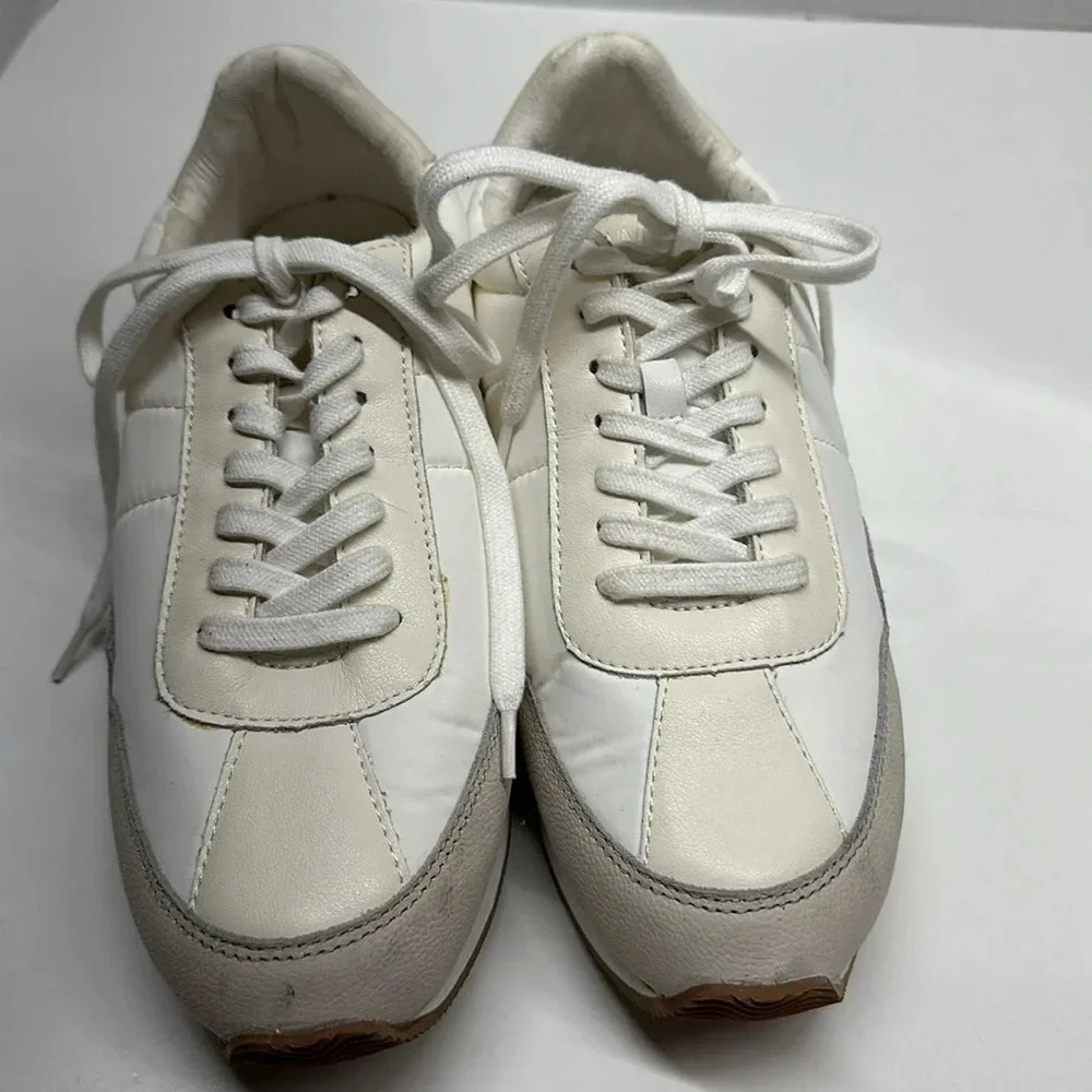 Madewell League Sneakers Shoes Lace Up Athletic Washed Nubuck Cloud Linen 9.5 - Picture 3 of 12